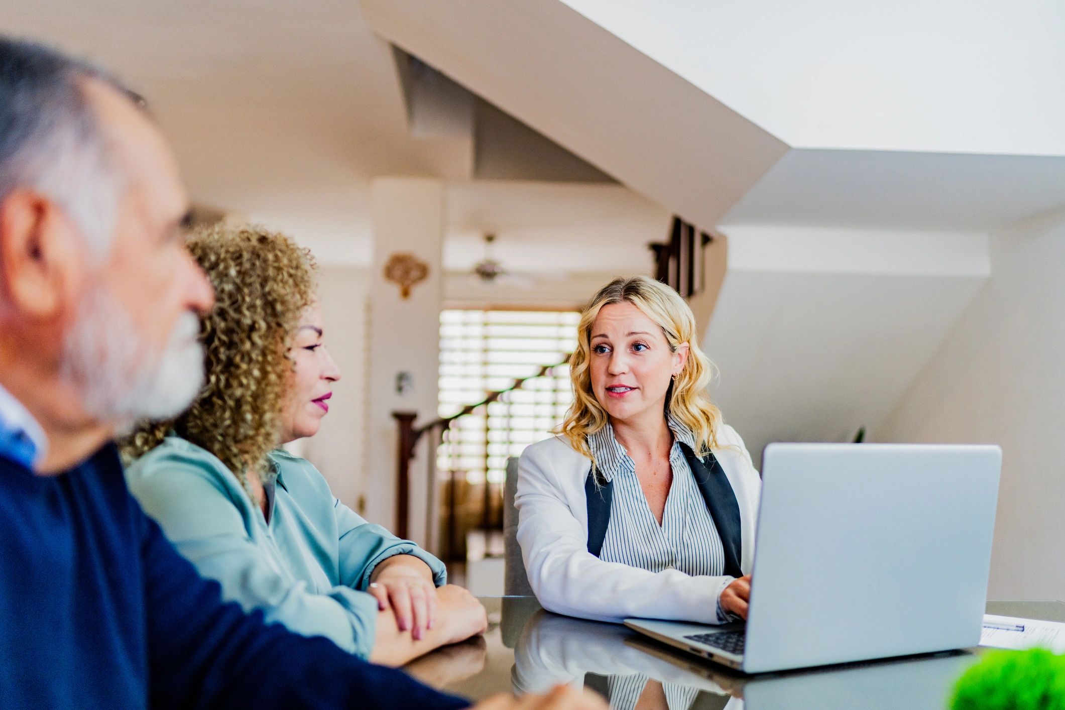 Property advisor meeting clients at home