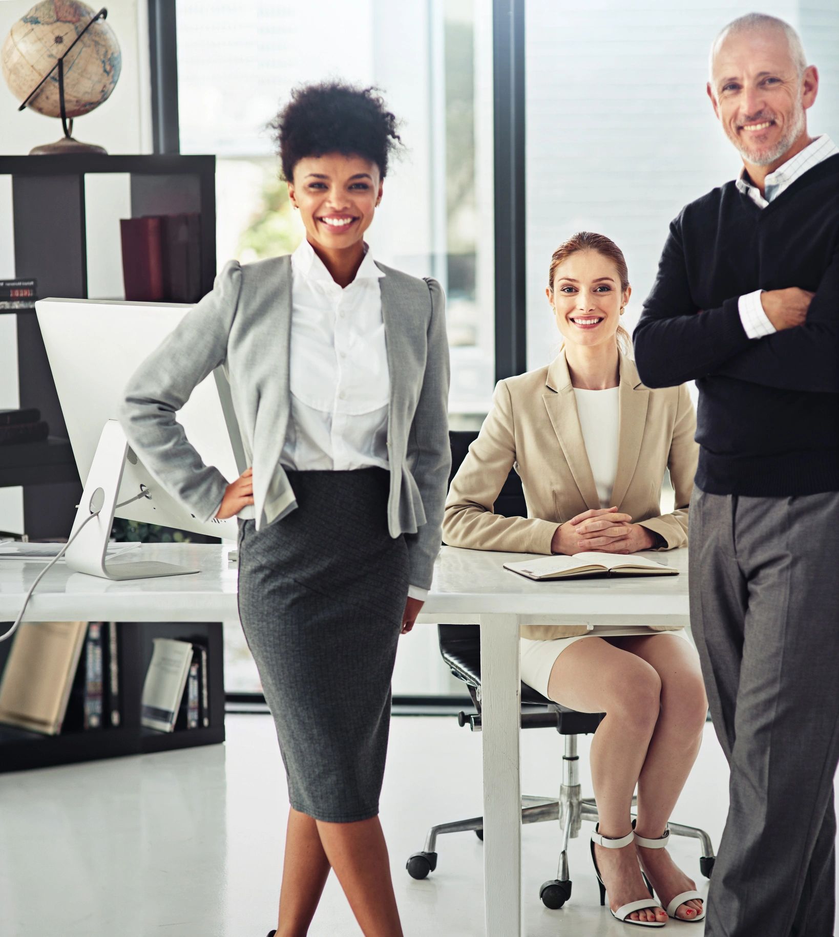 Smiling business team in a modern office